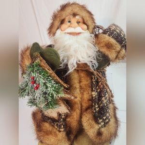 Santa Claus Sitting Country Style w Snowshoes Santa on Shelf
